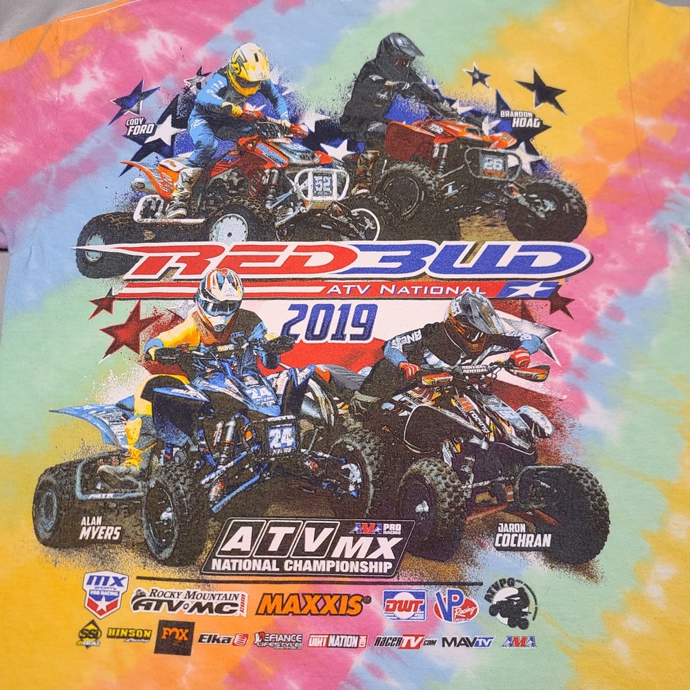 Gildan T-Shirt Unisex Medium Multicolor RedBud 2019 ATV National Tie-Dye Graphic